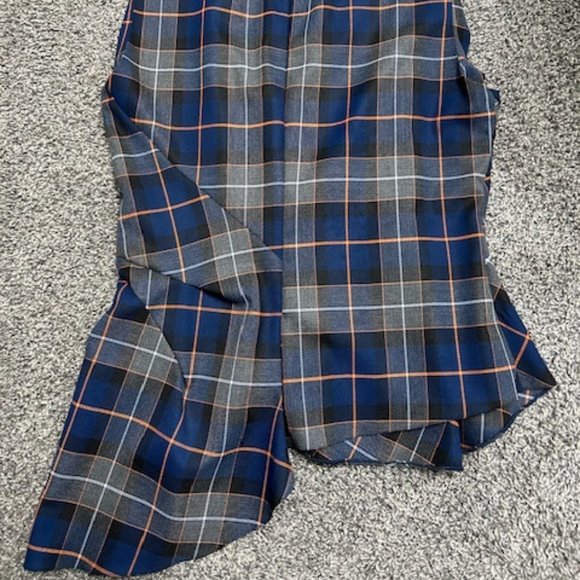 Zara Top Blue Sleeveless Shirt Pleated Plaid Asymmetric - Picture 7 of 9